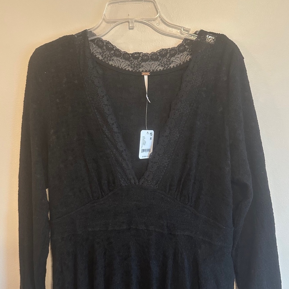 NWT Free People All Yours Black Mini Dress L - Picture 5 of 10